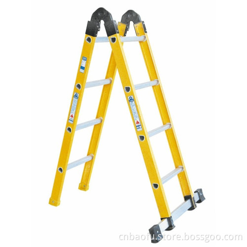 35kv Yellow 3.2m Fiberglass 2-Section Folding Ladder